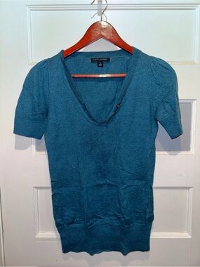 Banana Republic Teal Short Sleeve V-Neck Sweater Tee